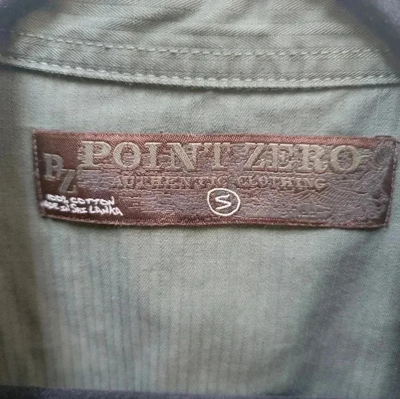 Point Zero Men's Army Style Button Down Long Sleeve Shirt Size Small - Picture 3 of 3
